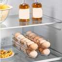 Egg Holder for Fridge,Stackable 1-4 Tiers Container,Auto Rolling Fridge Organizer for Refrigerator,Space-Saving Dispenser Holder,Refrigerator Egg Rack Transparent (2 Packs)
