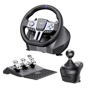 PXN V9 GEN2 Gaming Steering Wheel for PC, Xbox & PS4-270/900 USB Sim Racing Wheel with Hall 3-Pedal Set, H-Pattern Shifter, Dual Paddles, Vibration Feedback, Pedal-Responsive RGB & App Support