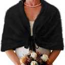 BB&KK Womens Knitted Shawl Wraps Winter Bridal Wedding Stole Shrug Party Shoulder Cream Scarf Wrap Warm Dress Cover Up