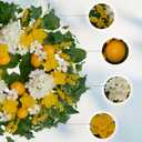 24 Inch Artificial Lemon Wreath for Front Door Yellow Daffodils, White Hydrangeas, Green Leaves with Wheat Stalks Spring Summer Wreath for Wall, Window, Party Decor