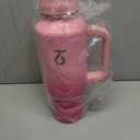 Trebo 40 oz Water Bottle Insulated with Handle, Leakproof Keep 24hrs Cold &Hot,Stainless Steel Travel Tumbler that Fits in Car Cup Holder with Straw Lids,Pink Reusable Water Bottles for women