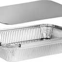 PLASTICPRO Disposable 4 LB Aluminum Takeout Tin Foil Oblong Baking Pans 12'' X 8'' X 2'' Inch With Cardboard Lids - Brownies, Bread, or Lunchbox, Pack of 5