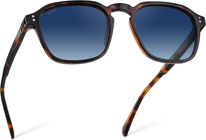 WMP Eyewear - Men's Polarized Square Sunglasses, Wide Fit: Modern Retro Style with Unique Color Combos