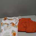 GORGLITTER Men's Hawaiian Matching Set Summer Beach 2 Piece Outfits Flower Button Down Shirts and Shorts Set (Large, Orange and White)