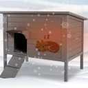 WAYTRIM Outdoor Cat House, Large Feral Outdoor Cat Shelter Insulated Weatherproof with Mat and Hidden Stair All-Round Wood for Multiple Cats 34.5" L*21.5" W*27.2" H