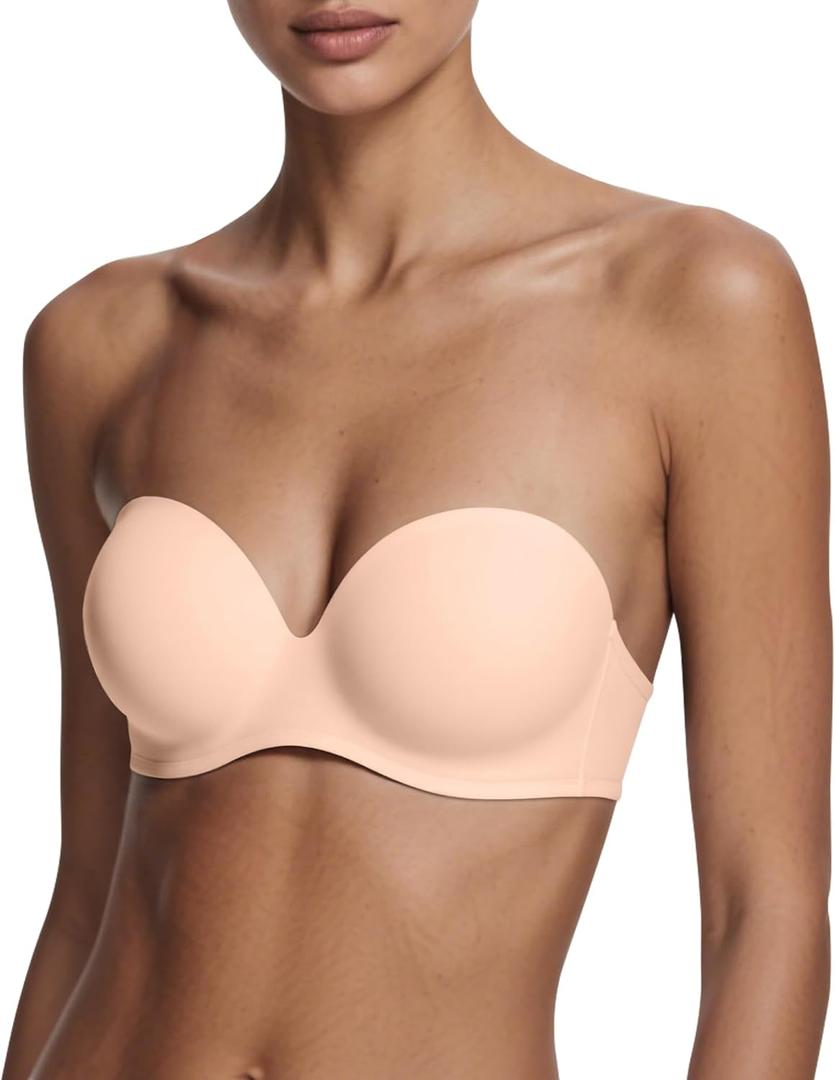 Strapless Bras for Women with Support - Womens Underwire Push Up Plunge Full Coverage Tshirt Bra with Extender (34B)