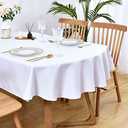 Wolkemer Oval Tablecloth 60 x 60 Inch Washable Fabric Table Cloth Solid White Table Cover for Dining Wedding Party Banquet Tabletop Decoration