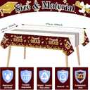 chiazllta Set of 3 Graduation Tablecloths Class of 2025 Congrats Grad Maroon Graduation Party Tablecover Decorations Party Supplies Large Size Plastic 54"x108"(Maroon & Gold)
