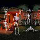 2PCS Skeletons Halloween Decorations,5.9Ft Life Size Skeletons with Movable Joints,Full Body Plastic Human Adult Skeletons for Halloween Indoor Outdoor Haunted House Decor