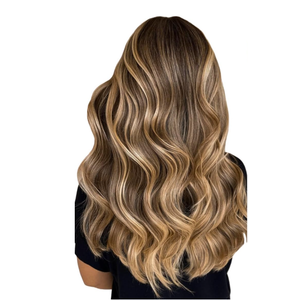 Hair Extensions Natural Synthetic Hair 20inch 80g Long Thick Wavy Hairpieces, Light Golden Brown and Golden Blonde Piano Color Invisible Fish Line Wire Curly Hair Extensions for Women