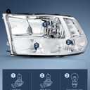 Nilight Headlight Assembly 2009 2010 2011 2012 2013 2014 2015 2016 2017 2018 Ram 1500 2500 3500 Pickup Quad Headlamp Assembly Replacement Chrome Housing Clear Corner Clear Lens,(Only for Quad Models)