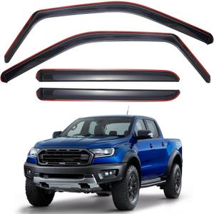 in-Channel Rain Guards Fit for Ford F150 2015-2025 SuperCrew,Ford F250/F350/F450/F550 2017-2025 Crew Cab (4 Full-Size),Extra Durable Window Deflectors,Vent Shades Visors Rain Guards 4pcs
