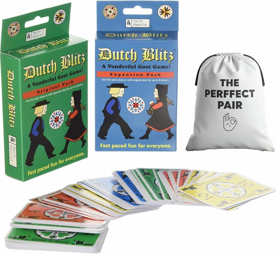 Original Dutch Blitz Card Game and Dutch Blitz Expansion Pack Bundle with Storage Bag