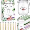 Roowest Baby Shower to Baby Advice Cards for New Parents to Be - Tip Jar Sign for New Parents 60 Parenting Advice Cards 10 HB Pencils 2 Cute Stickers 1 Pet Bottle for Guests Games(Dinosaur)