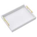 16"x12" Serving Trays with Handles, White Decorative Serving Tray, Ottoman Trays, Living Room, Bathroom, and Outdoors Decorative Trays (White)