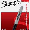 Sharpie Super Permanent Markers, Fine Point, Black, 12 Count