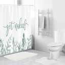 Zengmei 70x70 inches Get Naked Shower Curtain Set Funny Quote Durable Waterproof Polyester Shower Curtain Bathroom Bath Decor Cloth Fabric + 12 Hooks(Green)