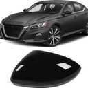 Moonlinks Compatible with Nissan Altima 2019 2020 2021 2022 2023 2024 Left Side Mirror Cover Replacement, Glossy Black Exterior Left Driver Side Door Rear view Mirror Cap Trim