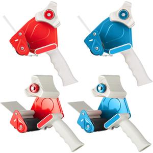 WILLBOND 4 Pack 3 Inch Wide Tape Gun Lightweight Packing Heavy Duty Tape Dispenser Gun for Moving Shipping Box Carton Seal Packing Shipping Dispenser, Red and Blue
