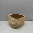 Decorative Wicker Storage Basket, 11" x 9" Indoor Plant Basket for Home Decor, Round Woven Dog Cat Toy Bin with Handle, Bathroom Towel Storage, Jute Planter Holder, Shelf Closet Organizer