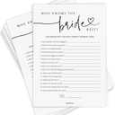 GardenCity Bridal Shower Games, Who Knows The Bride Best Bridal Shower Game for 50 Guests, Minimalist