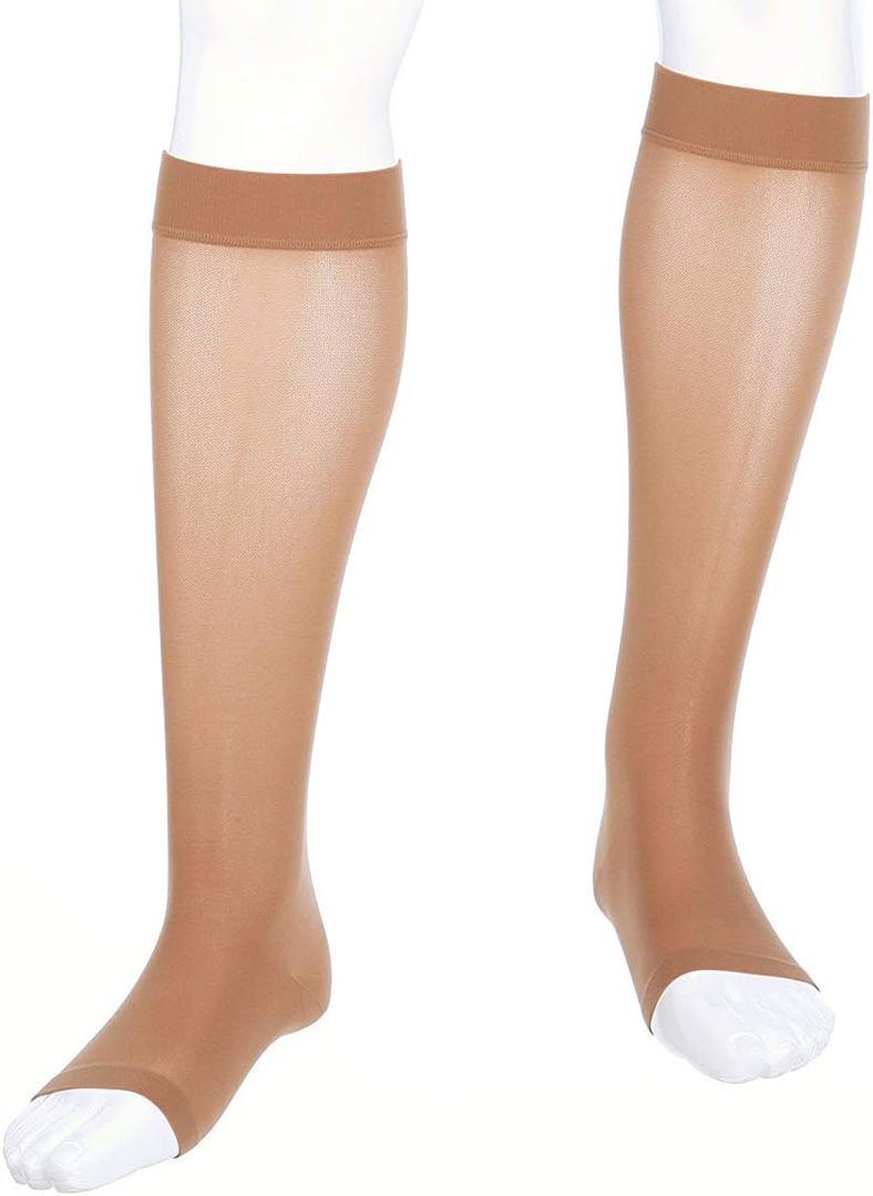Mediven Assure Men & Women Calf High Open Toe 2030 mmHg Compression Socks | Breathable smooth fabric, flexible fit and durable support for travel, work, walking, commuting and long hours of standing