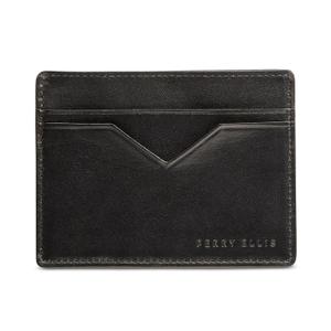 Perry Ellis Men's Slim Black Leather Credit Card Holder Case Wallet