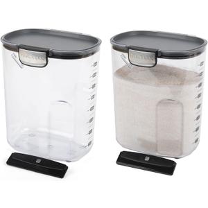 Progressive International ProKeeper+ Clear Plastic Airtight Food Baker's Kitchen Storage Organization Container Canister Set with Magnetic Accessories, 2- Piece Set (Flour 4-Quart)