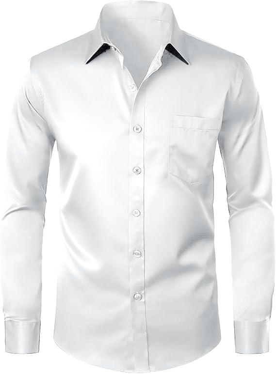 Modern Stylish Men's Casual Business Dress Shirt with Pocket - Long Sleeve Button Down Shirt XL