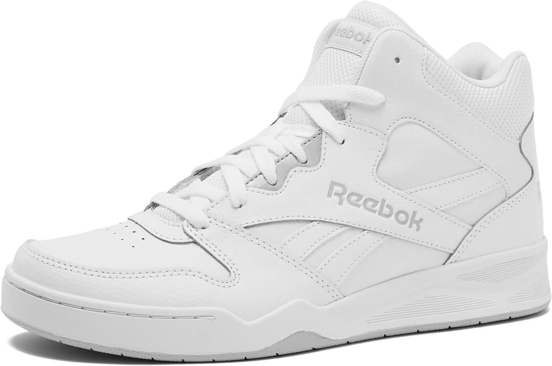 Reebok Royal BB4500 Hi2 High Top Sneakers for Men, Black or White Mens Basketball Shoes, Medium or Wide Width Size 7 to 14 Athletic Mens Shoes (9, White/Light Solid Grey)