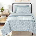 Amazon Basics Twin/Twin XL Comforter Bedding Set with Printed Sheets, 5-Piece, Gray Leaf, Lightweight Microfiber Bed-in-a-Bag, Machine Washable, Gray Leaf