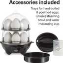 Hamilton Beach 3-in-1 Electric Egg Cooker for Hard Boiled Eggs, Poacher, Omelet Maker & Vegetable Steamer, Holds 14, Black (25508)