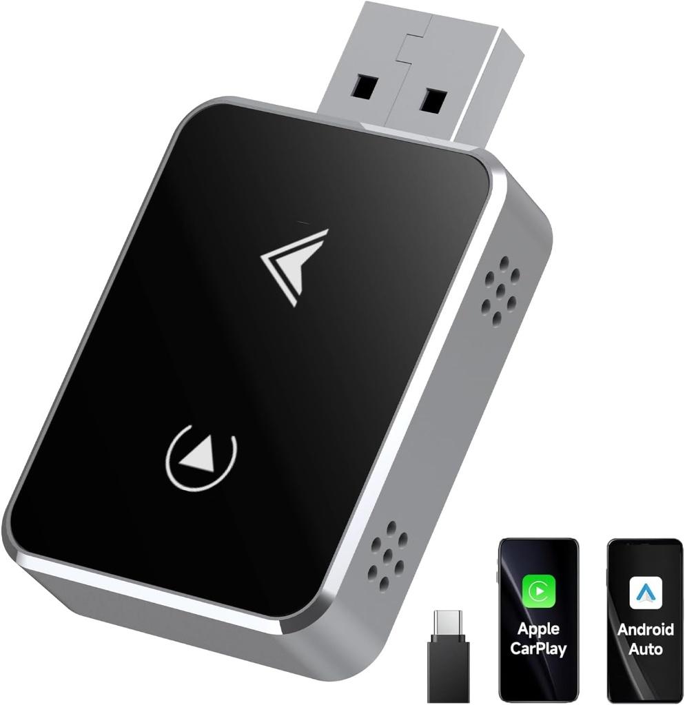 Wireless Carplay Adapter & Android Auto Wireless Adapter, 2 in 1 Carplay Dongle for iPhone/Android - Converts Wired to Wireless, Plug & Play USB Car Play for Car from 2017+
