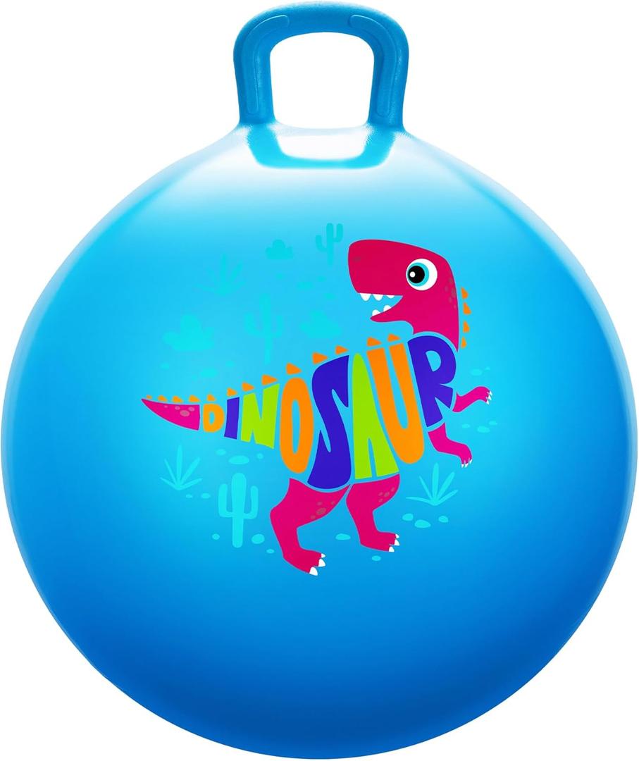 PlayZap Hopper Balls for Kids 3-8, 18 Inches Bouncy Ball with Handle, 18" Inflatable Bouncing Hopper, 45cm Jumping Toys, Garden Hopping Toys Girls Boys Gifts (Blue Dinosaur)