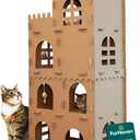 FurHaven Farmhouse Multi-Level Cardboard Cat House for Indoor Cats with Catnip & Toys, Double-Walled Corrugated Scratcher Designed for Lounging, Play & Comfort, One Size, Cardboard, Brown (Medieval Castle Playground)