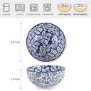 Selamica Ceramic Cereal Bowls Set of 6, 24 Oz Deep Soup Bowls for Kitchen, 5.9 Inch Porcelain Dessert Bowls for Salad, Pasta, Oatmeal, Ramen, Microwave Dishwasher Safe, Set of 6, Vintage Blue