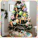Thyle 18 Pcs Easter Decorations Tree Picks Ornaments 6 x 8 Inch Bunny Ear Egg Carrots Picks Decor Cute Rabbit Ears Bow Ornaments Topper for Tree Spring Easter Home Vase Decor