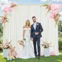 10ft x 7ft Ivory Backdrop Curtain for Wedding Ivory Wrinkle Free Backdrop Drapes Panels for Parties Baby Shower Bridal Shower Birthday Photo Photography Polyester Fabric Background Decoration