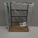 SONGMICS Jewelry Organizer, 4-Tier Earring Holder Organizer Stand with Base Tray, for Studs and Necklaces, Vintage, Christmas Gift, Wood Color and Black UJJS019B01