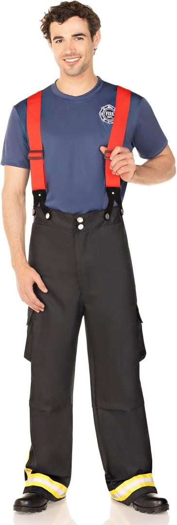 Leg Avenue Men's 3 Piece Fire Captain Costume (Medium / Large, Black/Red)