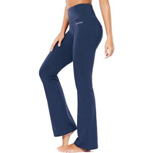 baleaf Womens Cotton Flare Yoga Pants High Waisted Bootcut Bell Bottom Leggings Dressy Work Office Trousers (Large, Smooth Comfy Soft-navy)