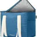 Nook Theory Reusable Insulated Grocery Bag - Leak Proof, X Large Insulated Cooler Bag - Insulated Shopping Bags for Groceries - Travel Cooler Bag for Frozen and Hot Food with Zippered Top (Ocean)