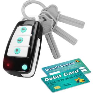 Car Key Playset, Remote Car Key Toy with Light and Sounds, Pretend Play Keys with Cards for Boys and Girls, Travel Toys for Toddlers, Babies (Black)