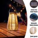 2 Pack Solar Lanterns Outdoor Waterproof, Vase-Shaped Solar Lantern with Handle, Hand-Wound Rope Outdoor Lantern Dusk to Dawn 6-8Hr, Hanging & Tabletop Decor for Garden/Patio