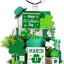 Menkxi 15 Pcs St. Patrick's Day Tiered Tray Decor Set St Patricks Day Table Decoration Wooden Table Sign Easter Tiered Tray Farmhouse Tabletop Decorations for Home Kitchen