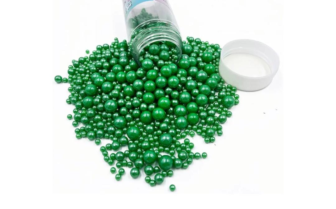 Christmas Sprinkles Pearl Sugar Green Candy 130g/ 4.6oz Baking Edible for Cake Decorations Cupcake Toppers Cookie Decorating Ice Cream Toppings Celebrations Shaker Jar Wedding Shower Party Supplies 2 Pack