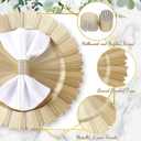 Tanlade 50 Set Light Gold Charger Plates Bulk with Napkin Rings Plastic 13" Plate Charger Fluted Edge Wedding Decoration for Table Wedding Party Event(Gear), Gear Style