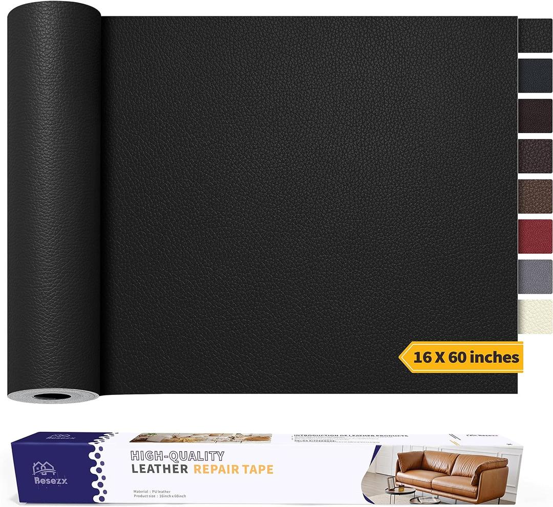Leather Repair Patch Tape Kit, Self Adhesive Leather Repair for Furniture, Couch, Sofa, Car Seats,Office Chair,Vinyl Repair Kit.60inx16in