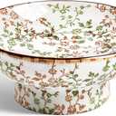 LE TAUCI 10" Ceramic Decorative Bowl, Key Bowl for Entryway, Handcrafted Sturdy Pedestal Bowl, French Country Fruit Bowl for Kitchen Counter, Centerpiece, Vine Green