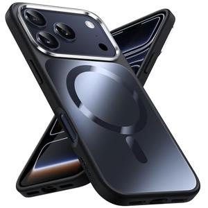 JETech Magnetic Case for iPhone 17 Pro 6.3-Inch Compatible with MagSafe, Luxury Metallic Luster Matte Back Slim Shockproof Electroplated Phone Cover (Black)